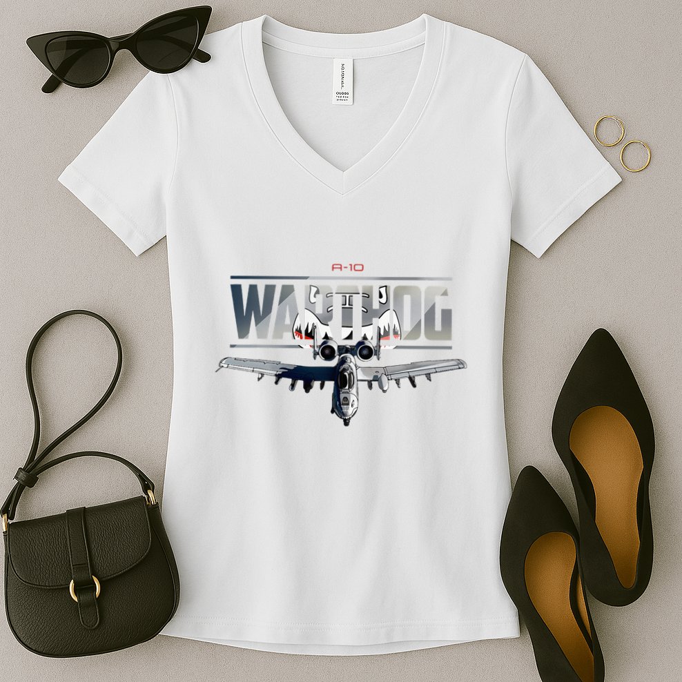 American Military Airplane Warthog Pilot Women's V-Neck T-Shirt