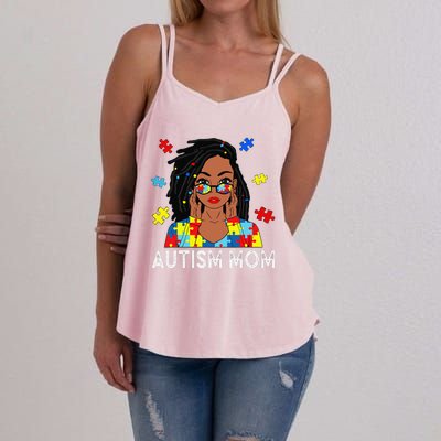 Autism Mom African American LocD Women Autism Awareness Gift Women's Strappy Tank