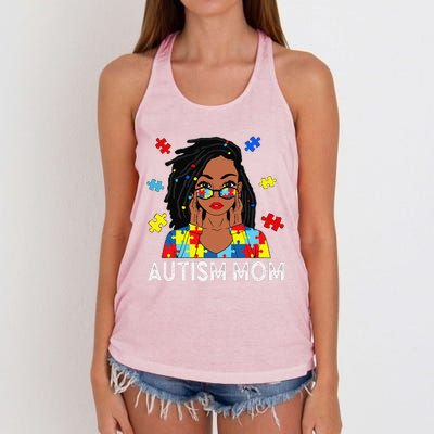 Autism Mom African American LocD Women Autism Awareness Gift Women's Knotted Racerback Tank