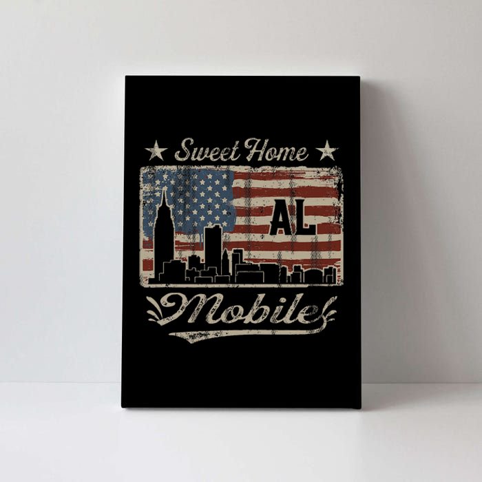 Awesome Mobile Alabama Distressed American Flag Canvas