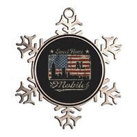 Awesome Mobile Alabama Distressed American Flag Metallic Star Ornament