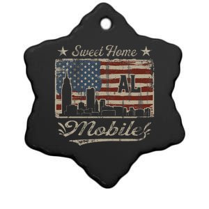 Awesome Mobile Alabama Distressed American Flag Ceramic Star Ornament