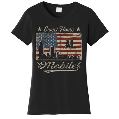 Awesome Mobile Alabama Distressed American Flag Women's T-Shirt