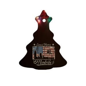 Awesome Mobile Alabama Distressed American Flag Ceramic Tree Ornament