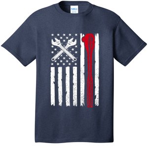 Auto Mechanic American Flag USA Funny Repairman Patriotic T-Shirt