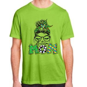 Autism Mom Awareness Messy Bun Leopard St Patrick's Day Funny Gift Adult ChromaSoft Performance T-Shirt