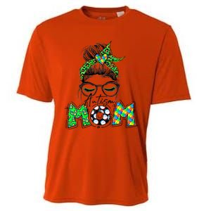 Autism Mom Awareness Messy Bun Leopard St Patrick's Day Funny Gift Cooling Performance Crew T-Shirt