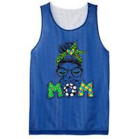 Autism Mom Awareness Messy Bun Leopard St Patrick's Day Funny Gift Mesh Reversible Basketball Jersey Tank