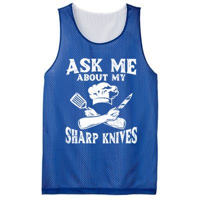 Ask Me About My Sharp Knives Design Chef Meaningful Gift Mesh Reversible Basketball Jersey Tank