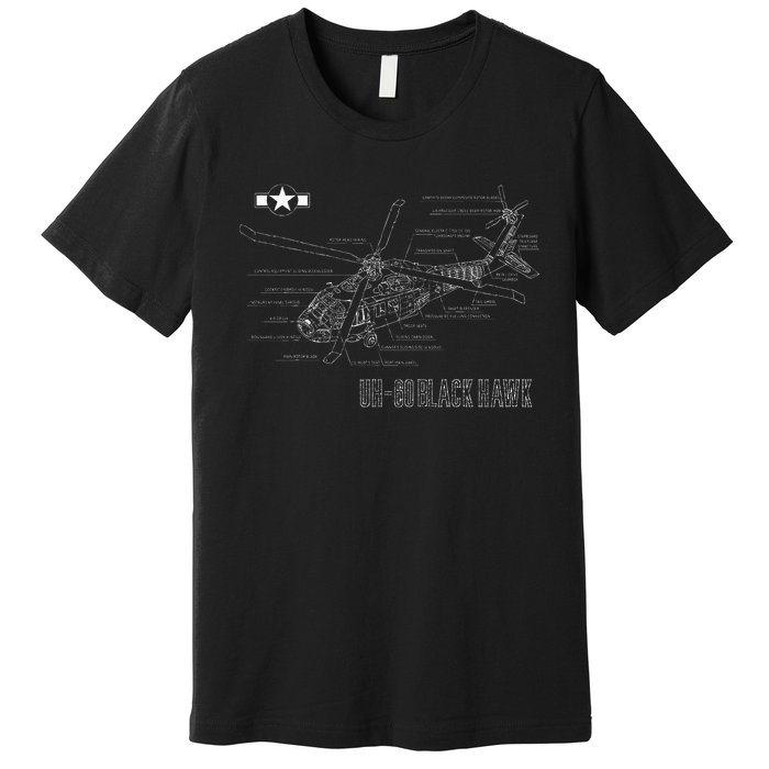 American Military Aircraft UH 60 Black Hawk Helicopter Premium T-Shirt