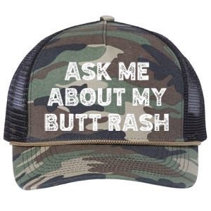 Ask Me About My Butt Rash Embarrassing Bachelor Party Retro Rope Trucker Hat Cap