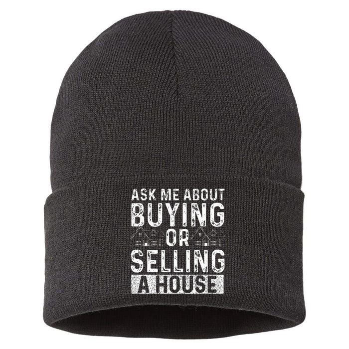 Ask Me About Buying Or Selling A House Real Estate Agent Sustainable Knit Beanie