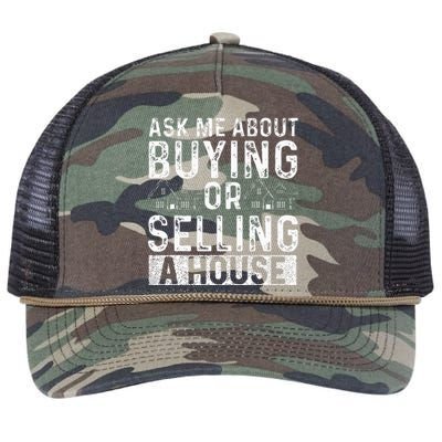 Ask Me About Buying Or Selling A House Real Estate Agent Retro Rope Trucker Hat Cap