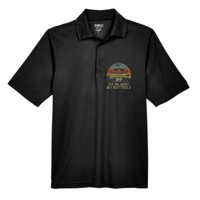 Ask Me About My Butthole Funny Retro Vintage Sunset Men's Origin Performance Piqué Polo