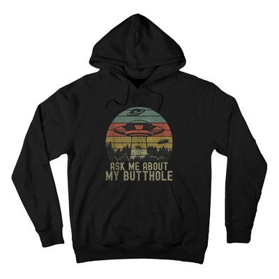 Ask Me About My Butthole Funny Retro Vintage Sunset Hoodie