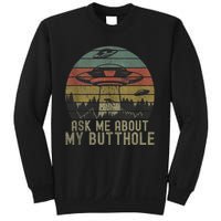 Ask Me About My Butthole Funny Retro Vintage Sunset Sweatshirt