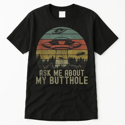 Ask Me About My Butthole Funny Retro Vintage Sunset Tall T-Shirt
