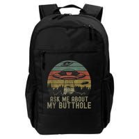 Ask Me About My Butthole Funny Retro Vintage Sunset Backpack