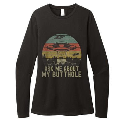 Ask Me About My Butthole Funny Retro Vintage Sunset Womens CVC Long Sleeve Shirt