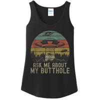 Ask Me About My Butthole Funny Retro Vintage Sunset Ladies Essential Tank