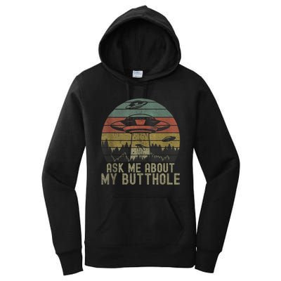 Ask Me About My Butthole Funny Retro Vintage Sunset Women's Pullover Hoodie