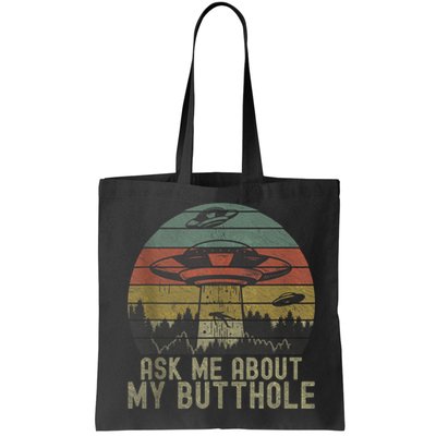 Ask Me About My Butthole Funny Retro Vintage Sunset Bag