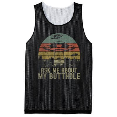 Ask Me About My Butthole Funny Retro Vintage Sunset Mesh Reversible Basketball Jersey Tank