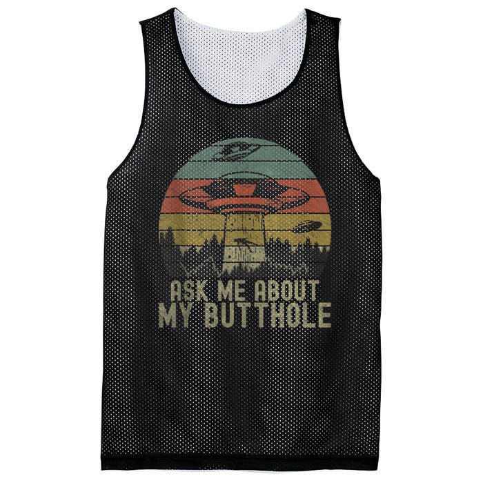 Ask Me About My Butthole Funny Retro Vintage Sunset Mesh Reversible Basketball Jersey Tank