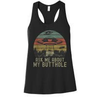 Ask Me About My Butthole Funny Retro Vintage Sunset Women's Racerback Tank