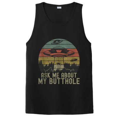 Ask Me About My Butthole Funny Retro Vintage Sunset PosiCharge Competitor Tank