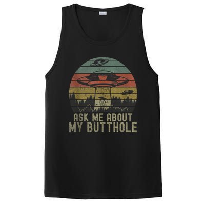 Ask Me About My Butthole Funny Retro Vintage Sunset PosiCharge Competitor Tank