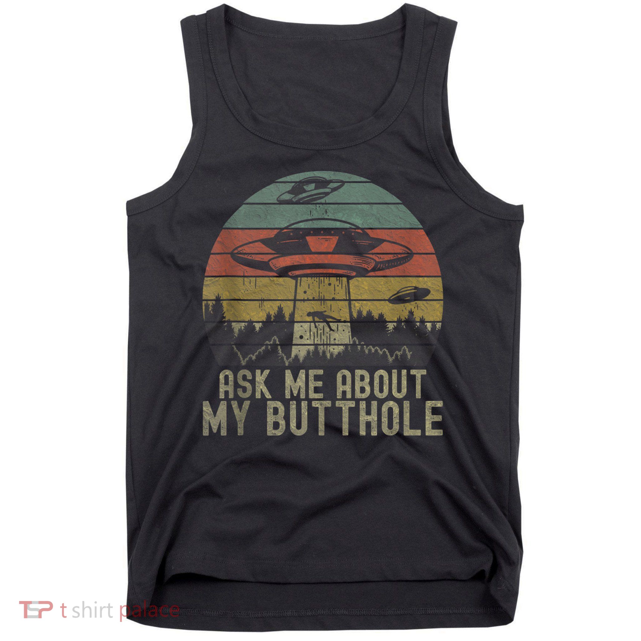 Ask Me About My Butthole Funny Retro Vintage Sunset Tank Top