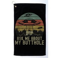 Ask Me About My Butthole Funny Retro Vintage Sunset Golf Towel