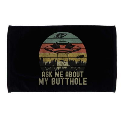 Ask Me About My Butthole Funny Retro Vintage Sunset Microfiber Hand Towel