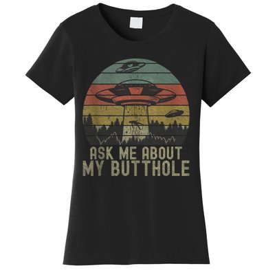 Ask Me About My Butthole Funny Retro Vintage Sunset Women's T-Shirt