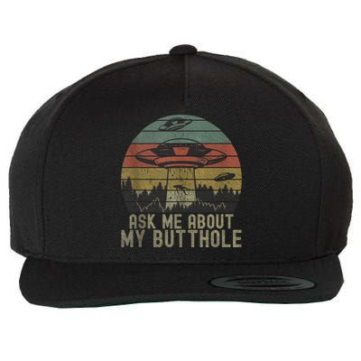 Ask Me About My Butthole Funny Retro Vintage Sunset Wool Snapback Cap