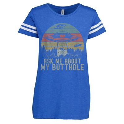 Ask Me About My Butthole Funny Retro Vintage Sunset Enza Ladies Jersey Football T-Shirt