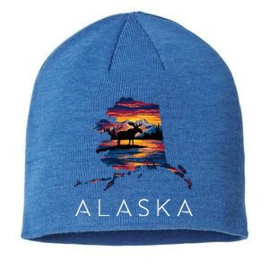 Alaskan Moose Animal Alaska Map Sustainable Beanie