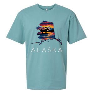 Alaskan Moose Animal Alaska Map Sueded Cloud Jersey T-Shirt