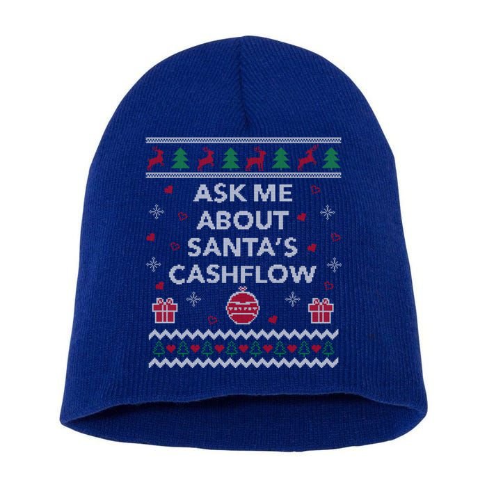 Ask Me About Santas Cash Flow Accountant Ugly Christmas Meaningful Gift Short Acrylic Beanie