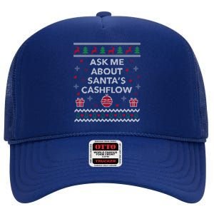 Ask Me About Santas Cash Flow Accountant Ugly Christmas Meaningful Gift High Crown Mesh Back Trucker Hat