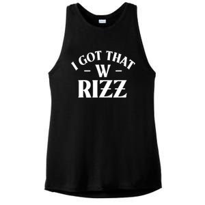 Ask Me About My Rizz I Got That W Rizz Funny Ironic Meme Ladies PosiCharge Tri-Blend Wicking Tank