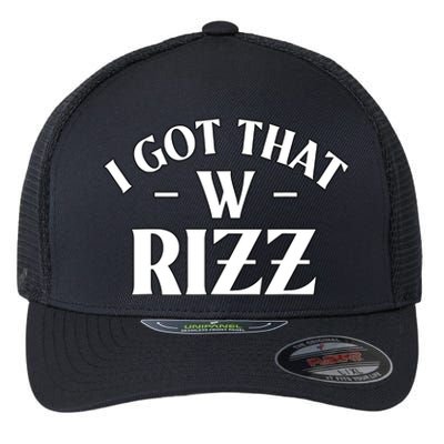 Ask Me About My Rizz I Got That W Rizz Funny Ironic Meme Flexfit Unipanel Trucker Cap