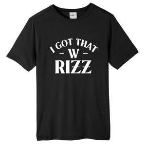 Ask Me About My Rizz I Got That W Rizz Funny Ironic Meme Tall Fusion ChromaSoft Performance T-Shirt