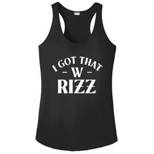 Ask Me About My Rizz I Got That W Rizz Funny Ironic Meme Ladies PosiCharge Competitor Racerback Tank