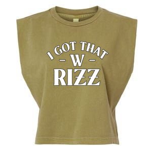 Ask Me About My Rizz I Got That W Rizz Funny Ironic Meme Garment-Dyed Women's Muscle Tee