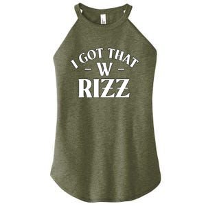 Ask Me About My Rizz I Got That W Rizz Funny Ironic Meme Women's Perfect Tri Rocker Tank