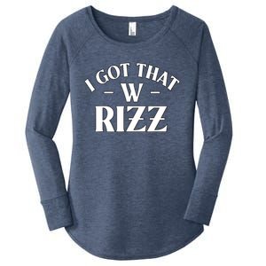 Ask Me About My Rizz I Got That W Rizz Funny Ironic Meme Women's Perfect Tri Tunic Long Sleeve Shirt