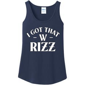 Ask Me About My Rizz I Got That W Rizz Funny Ironic Meme Ladies Essential Tank