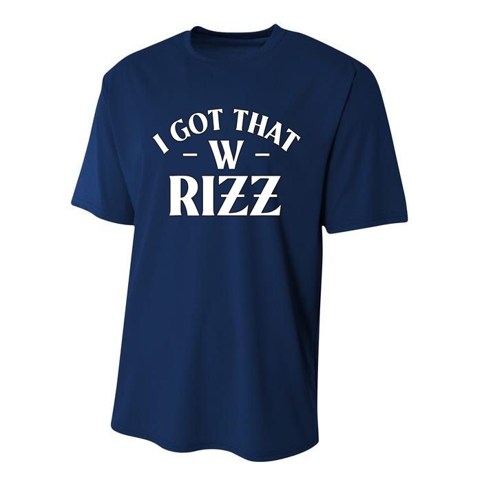 Ask Me About My Rizz I Got That W Rizz Funny Ironic Meme Performance Sprint T-Shirt